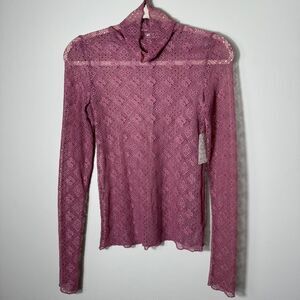 Free People Women's Small Sheer Pink Shirt